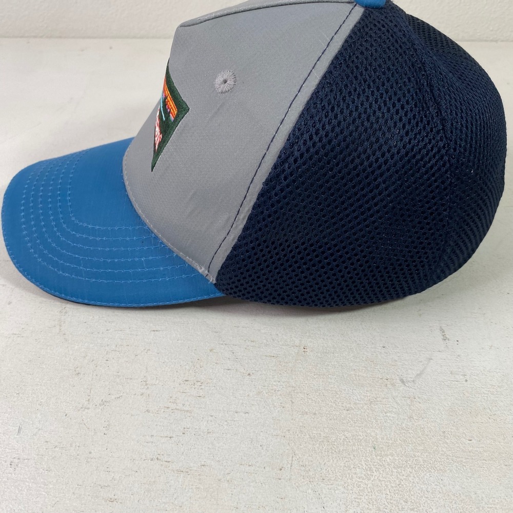 LL Bean Trucker Hat Mesh Snapback Grey Blue Mountain Patch Logo Cap OSFA 503594 - Picture 3 of 9